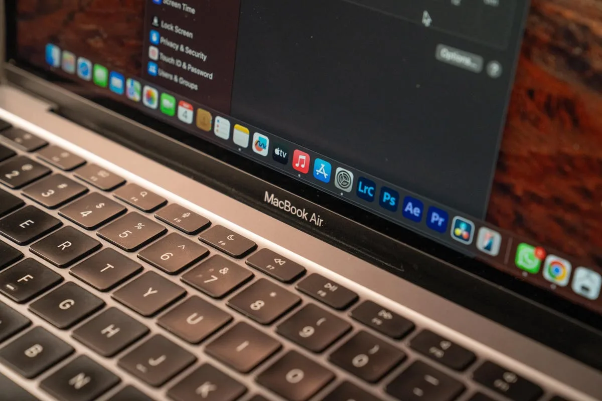 MacBook keyboard and screen close-up
